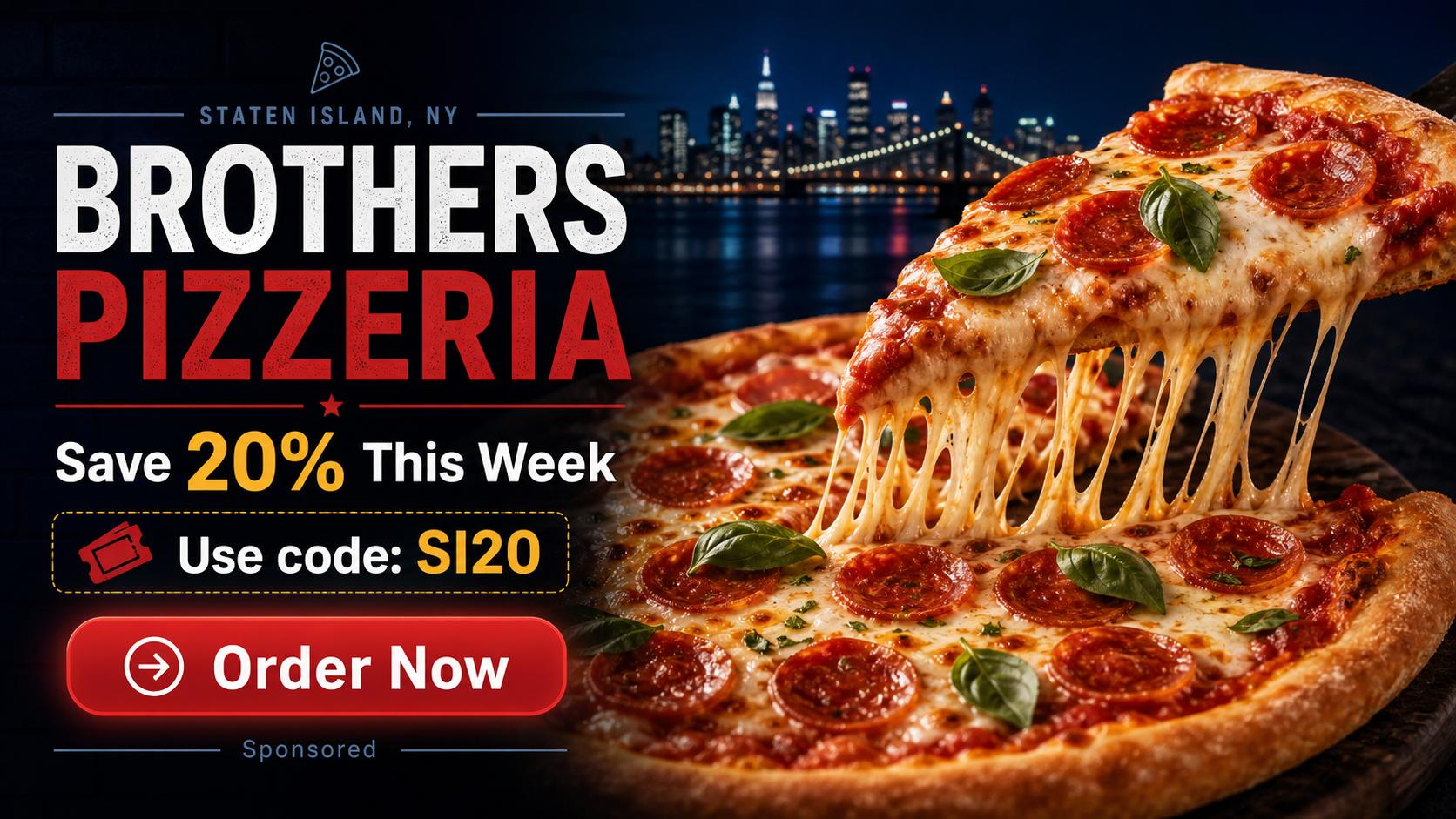 Sponsored ad for Brothers Pizzeria savings